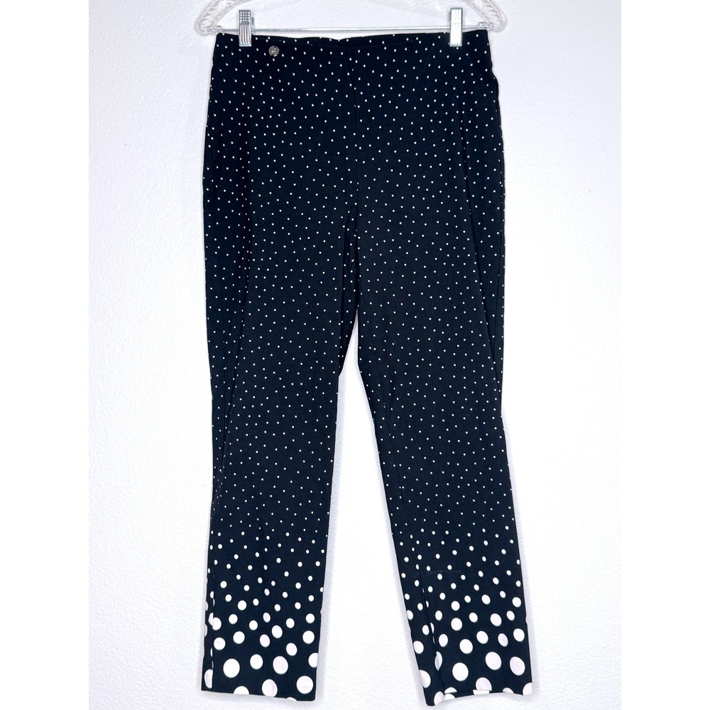 JOSEPH RIBKOFF Cropped Polka Dot Pull-On Pants Size 10 Black White Minimalist